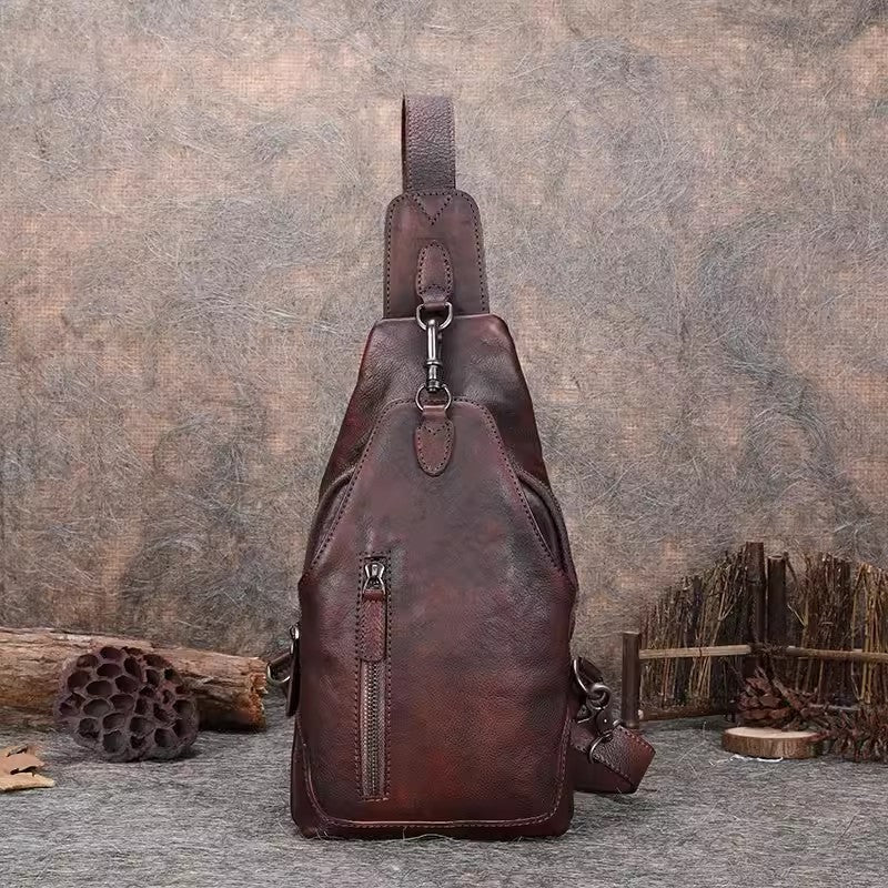 Vintage Women's Crossbody Chest Bag Leather Sling Bags For Women Affordable