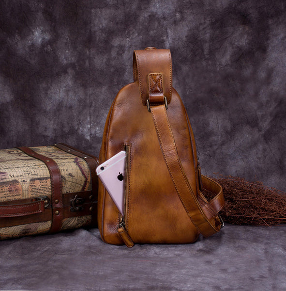 Women's Leather Crossbody Sling Bag Chest Bag For Women