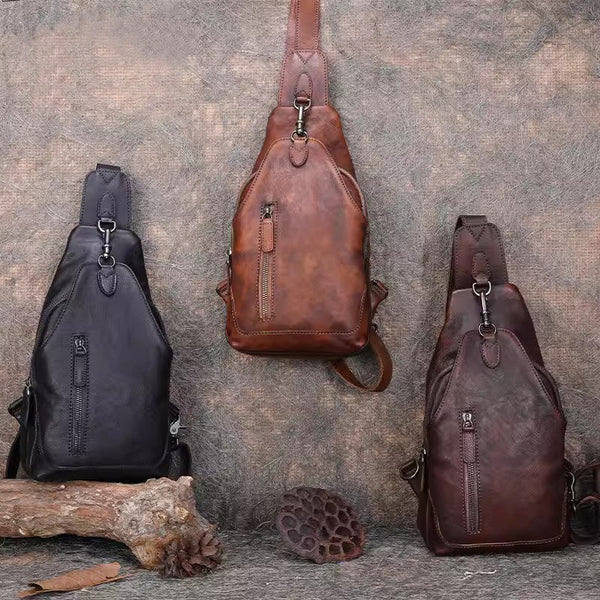 Vintage Women's Crossbody Chest Bag Leather Sling Bags For Women Beautiful