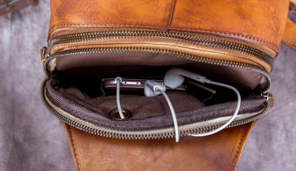 Vintage Women's Crossbody Chest Bag Leather Sling Bags For Women Capacity