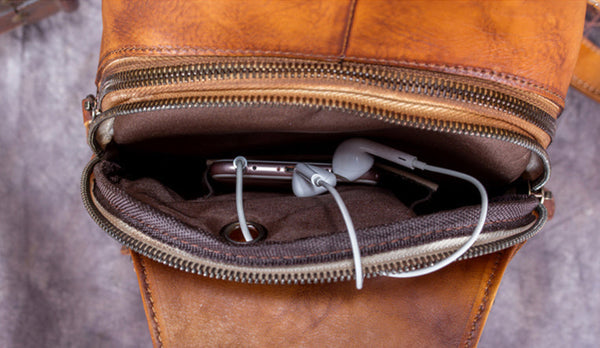 Vintage Women's Crossbody Chest Bag Leather Sling Bags For Women Capacity