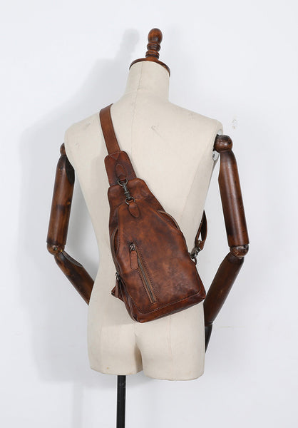 Vintage Women's Crossbody Chest Bag Leather Sling Bags For Women Cool