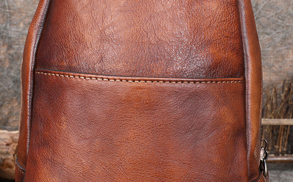 Vintage Women's Crossbody Chest Bag Leather Sling Bags For Women Cowhide