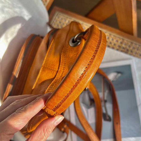 Vintage Womens Soft Leather Backpack Handbags Mini Leather Rucksack Aesthetic