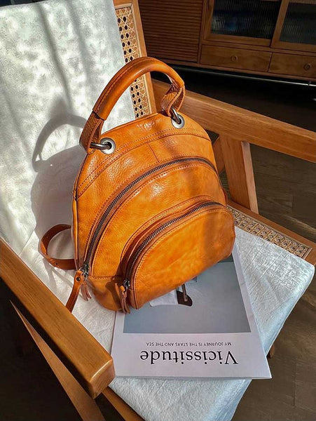 Vintage Womens Soft Leather Backpack Handbags Mini Leather Rucksack Affordable