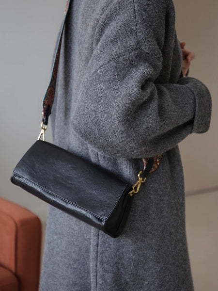 Genuine Leather Baguette Shoulder Bag for Women Vintage Underarm Purse with Detachable Straps Affordable