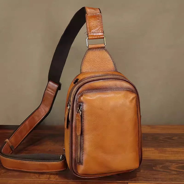 Vintage Women's Leather Crossbody Sling Bag Chest Bag For Women Affordable