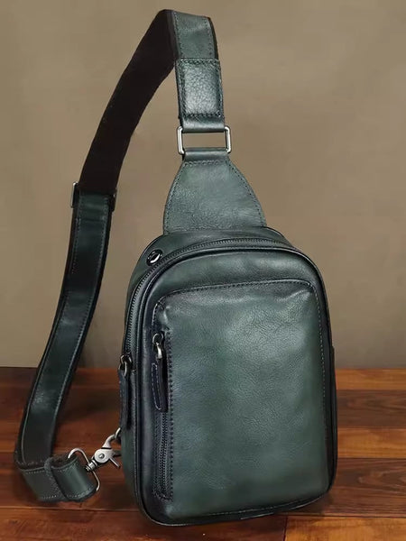 Vintage Women's Leather Crossbody Sling Bag Chest Bag For Women Funky