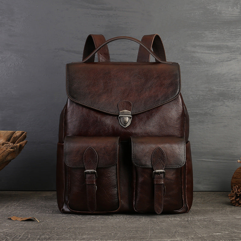 Vintage Women's Small Leather Backpack Purse Ladies Small Leather Rucksack Badass