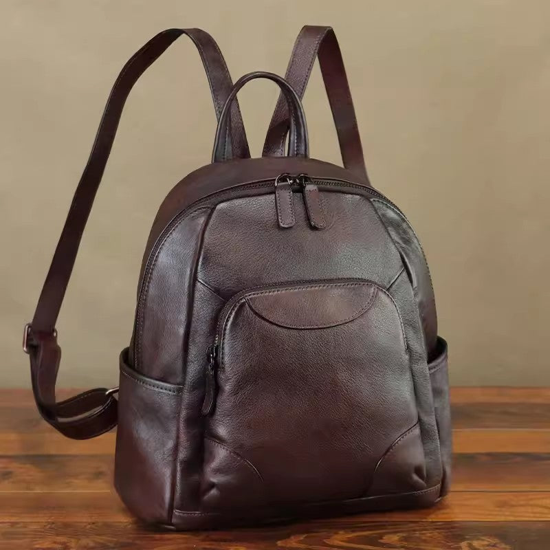 Vintage Women's Small Leather Backpack Purse Rucksack Bag Beautiful