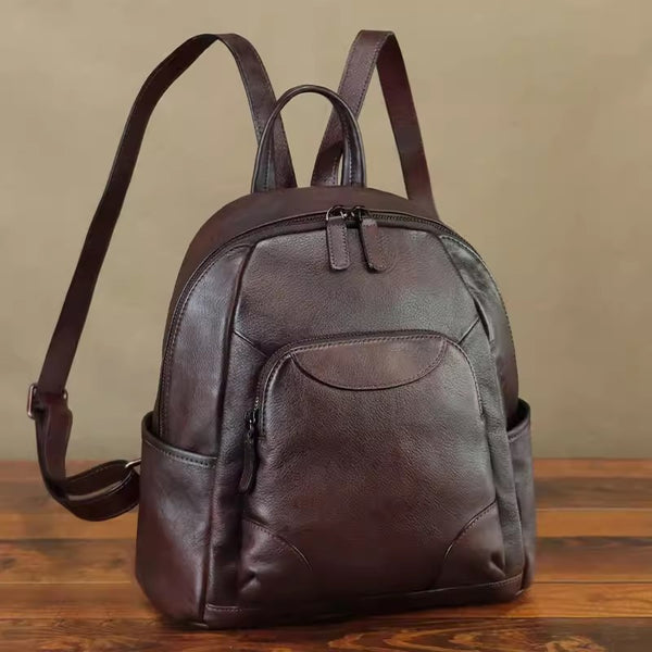 Vintage Women's Small Leather Backpack Purse Rucksack Bag Beautiful