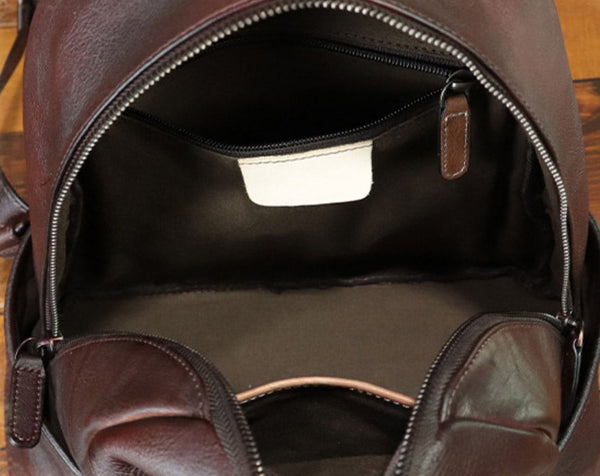 Vintage Women's Small Leather Backpack Purse Rucksack Bag Capacity