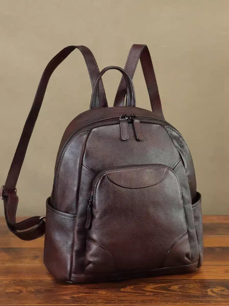 Women's Genuine Leather Backpack Purse Small Leather Rucksack