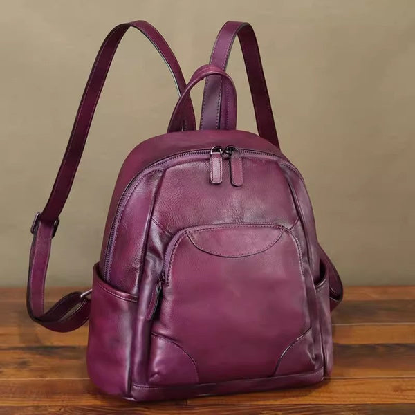 Vintage Women's Small Leather Backpack Purse Rucksack Bag Classy