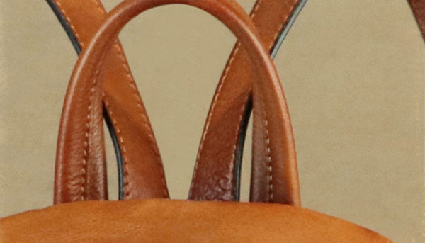 Vintage Women's Small Leather Backpack Purse Rucksack Bag Details