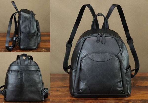 Vintage Women's Small Leather Backpack Purse Rucksack Bag Unique