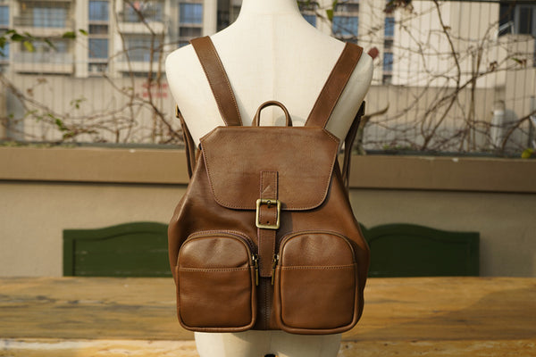 Vintage Womens Black Backpack Purse Ladies Small Leather Rucksack Classic