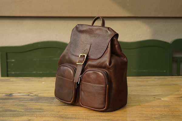 Vintage Womens Black Backpack Purse Ladies Small Leather Rucksack Classy