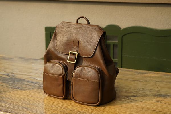 Vintage Womens Black Backpack Purse Ladies Small Leather Rucksack Fashion