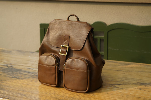 Vintage Womens Black Backpack Purse Ladies Small Leather Rucksack Fashion