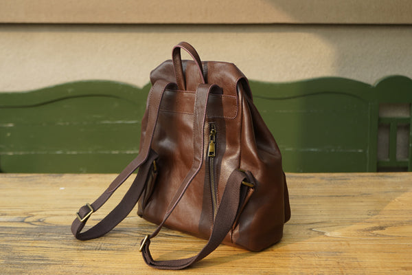 Vintage Womens Black Backpack Purse Ladies Small Leather Rucksack Funky