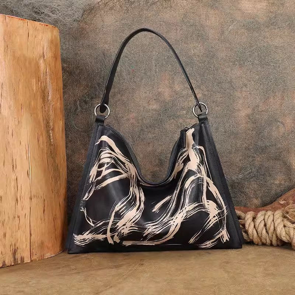 Vintage Womens Brown Leather Handbag Genuine Leather Tote Bags Badass