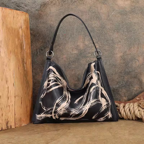 Vintage Womens Brown Leather Handbag Genuine Leather Tote Bags Badass