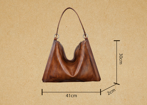 Vintage Womens Brown Leather Handbag Genuine Leather Tote Bags Gift