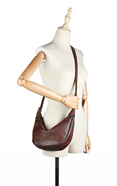 Vintage Womens Genuine Leather Shoulder Bags Chest Bag For Women Chic