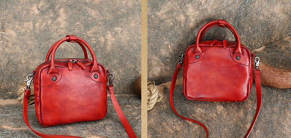 Vintage Womens Genuine Leather Shoulder Bags Small Handbags For Women Back