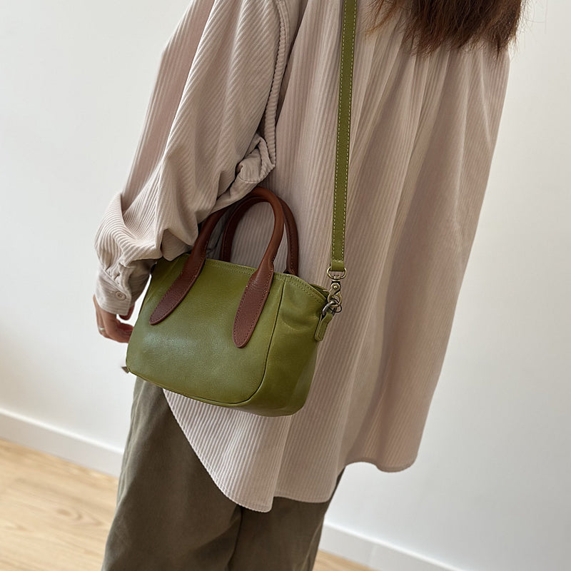 Vintage Genuine Leather Small Handbag Top Handle Crossbody Bag for Women Affordable