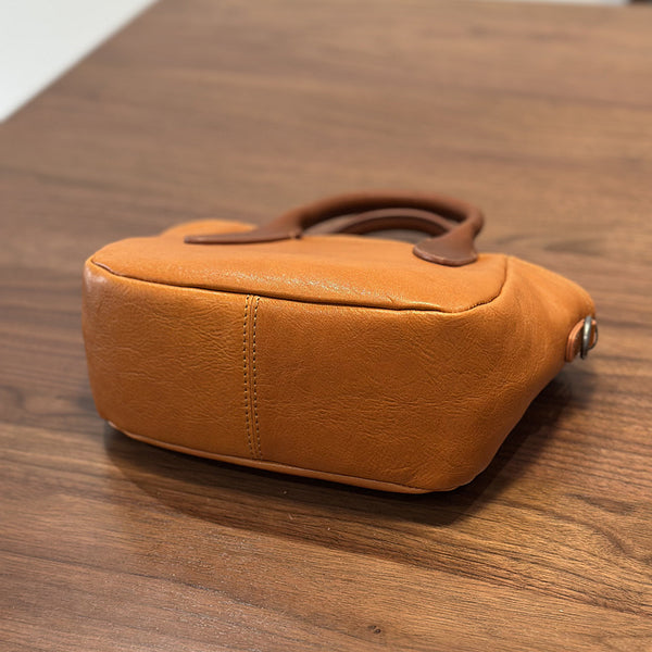 Vintage Genuine Leather Small Handbag Top Handle Crossbody Bag for Women Original