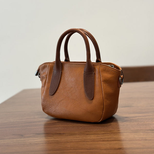 Vintage Genuine Leather Small Handbag Top Handle Crossbody Bag for Women Quality