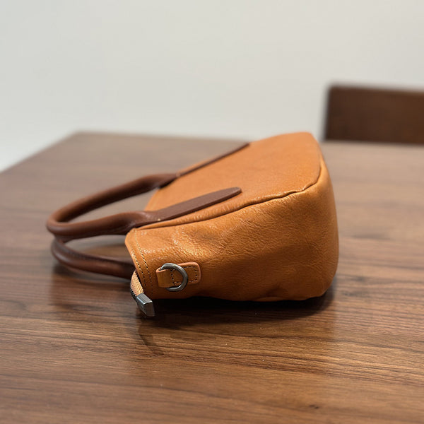 Vintage Genuine Leather Small Handbag Top Handle Crossbody Bag for Women Stylish