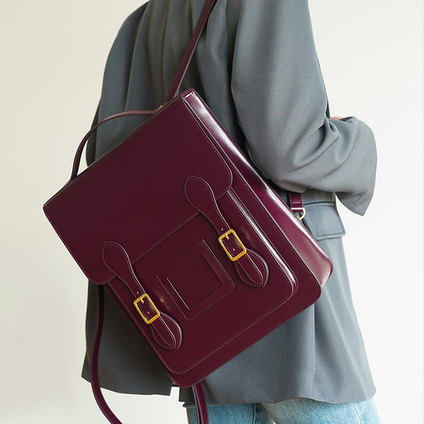 Vintage Womens Laptop Backpack Brown Leather Backpack Purse Casual