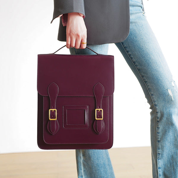 Ladies Square Leather Backpack Purse Leather Rucksack Bag