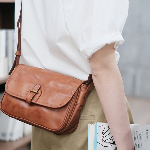 Vintage Womens Leather Shoulder Bag Crossbody Satchel Purses Brown