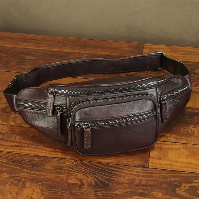 Vintage Womens Leather Waist Bag Chest Bag For Women Affordable