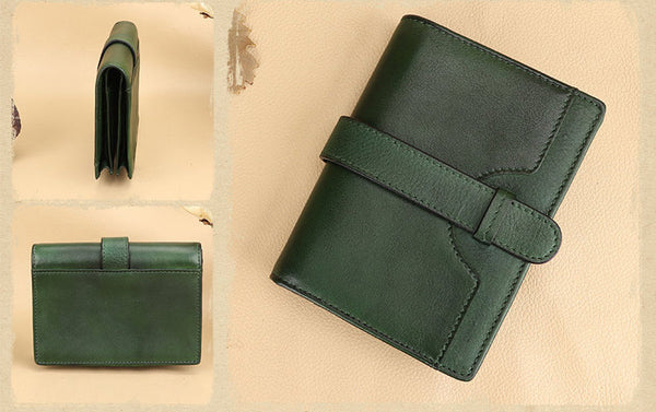Womens Green Leather Wallet Ladies Small Leather Wallets For Ladies
