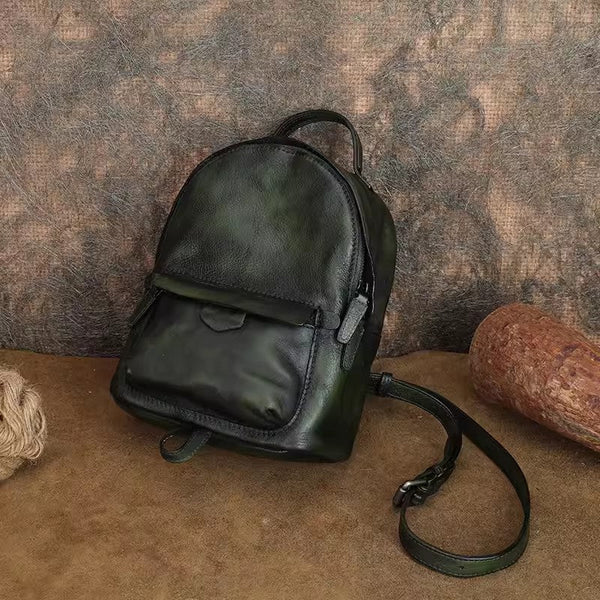 Vintage Womens Small Leather Backpack Womens Rucksack Bag Classy