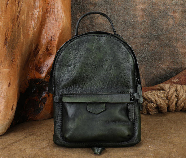 Vintage Womens Small Leather Backpack Womens Rucksack Bag Cool