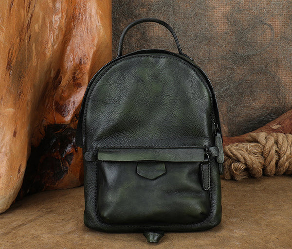 Vintage Womens Small Leather Backpack Womens Rucksack Bag Cool