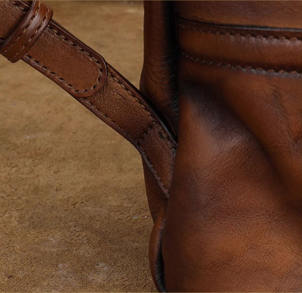 Vintage Womens Small Leather Backpack Womens Rucksack Bag Premium