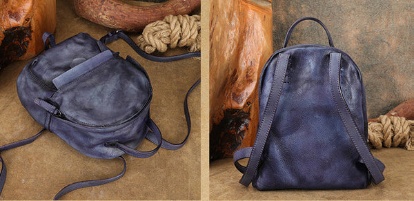 Vintage Womens Small Leather Backpack Womens Rucksack Bag Small