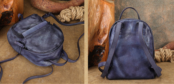 Vintage Womens Small Leather Backpack Womens Rucksack Bag Small