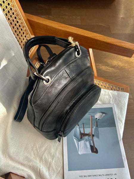 Vintage Womens Soft Leather Backpack Handbags Mini Leather Rucksack Fashionable