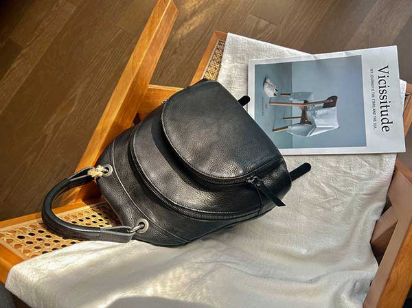 Vintage Womens Soft Leather Backpack Handbags Mini Leather Rucksack Genuine Leather