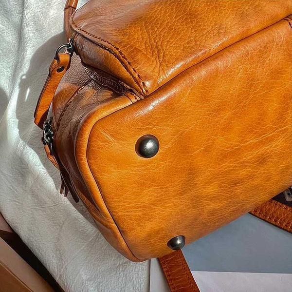 Vintage Womens Soft Leather Backpack Handbags Mini Leather Rucksack Quality