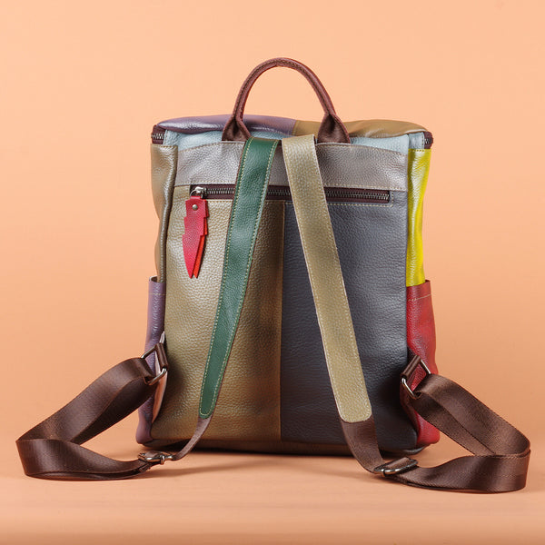 Vintage Ladies Genuine Leather Backpack Purse Small Leather Rucksack Back