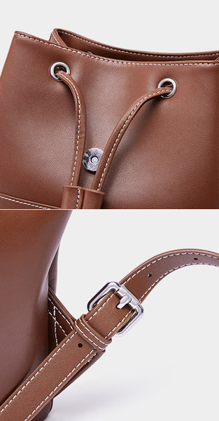 Women Brown Leather Rucksack Bag Small Leather Backpack Purse Quality